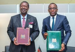File image of Prime Cabinet Secretary Musalia Mudavadi and Benin Minister of Foreign Affairs Oleshegun Adjadi Bakar.